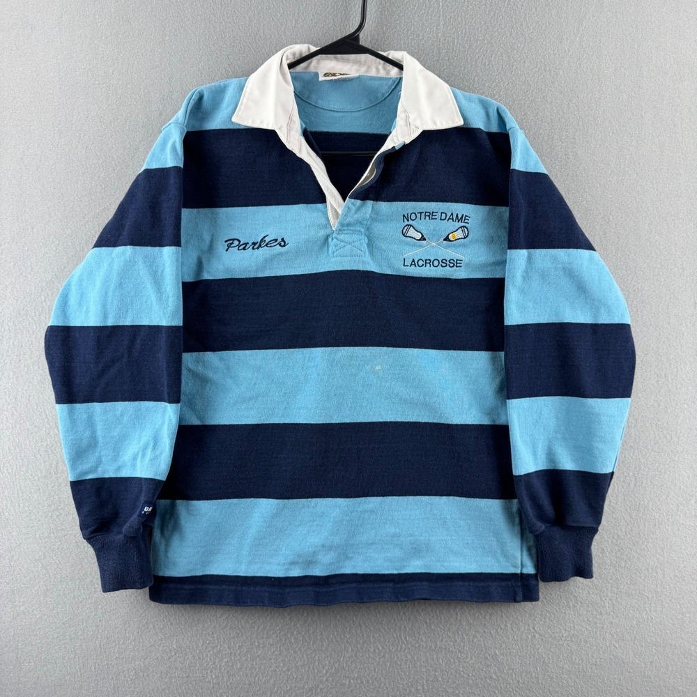 Barbarian Rugby Shirt Mens Small Blue Notre Dame University Heavy Cotton Preppy